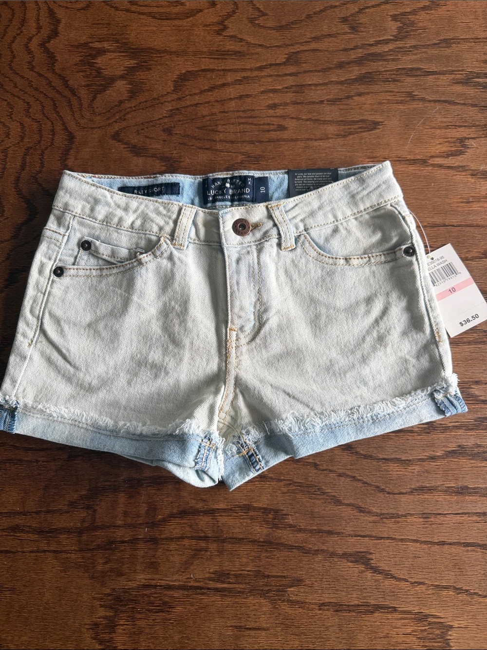 Lucky Brand girls Light Frayed Denim Cutoff Shorts
